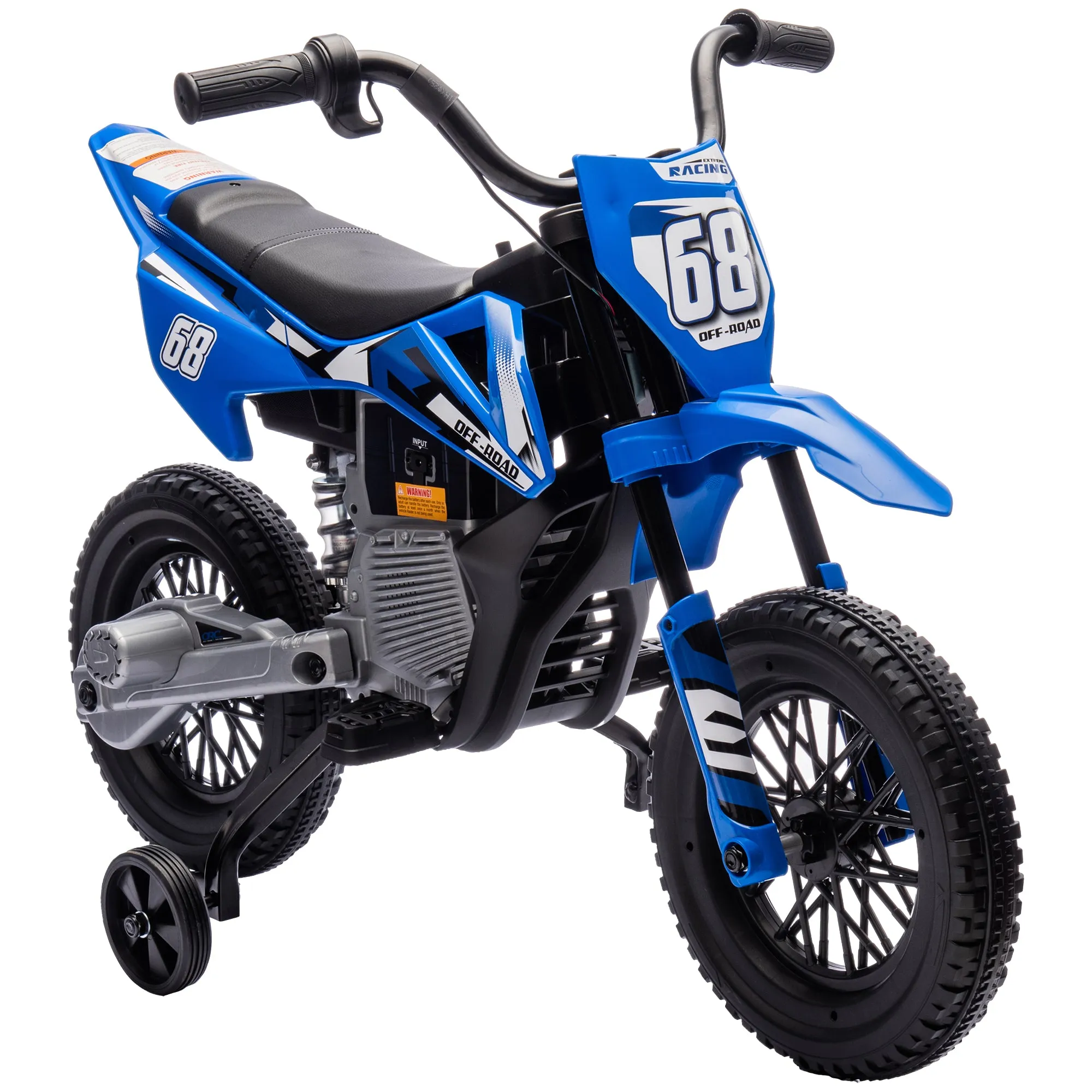 12V Kids Electric Motorbike w/ Twist Grip Throttle, Music - Blue