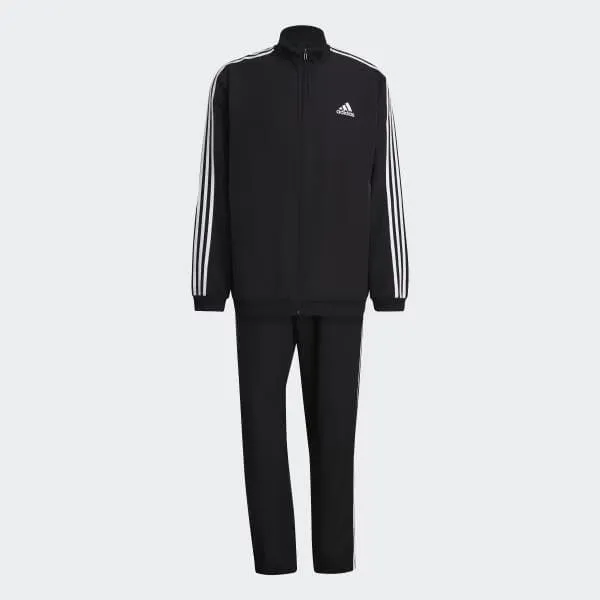 adidas Mens 3S Woven Tracksuit Set Black