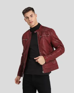 Ben Red Biker Leather Jacket