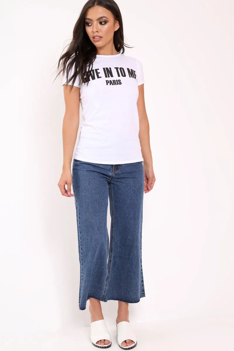 Blue Denim Wash Wide Leg Jeans - Deliliah