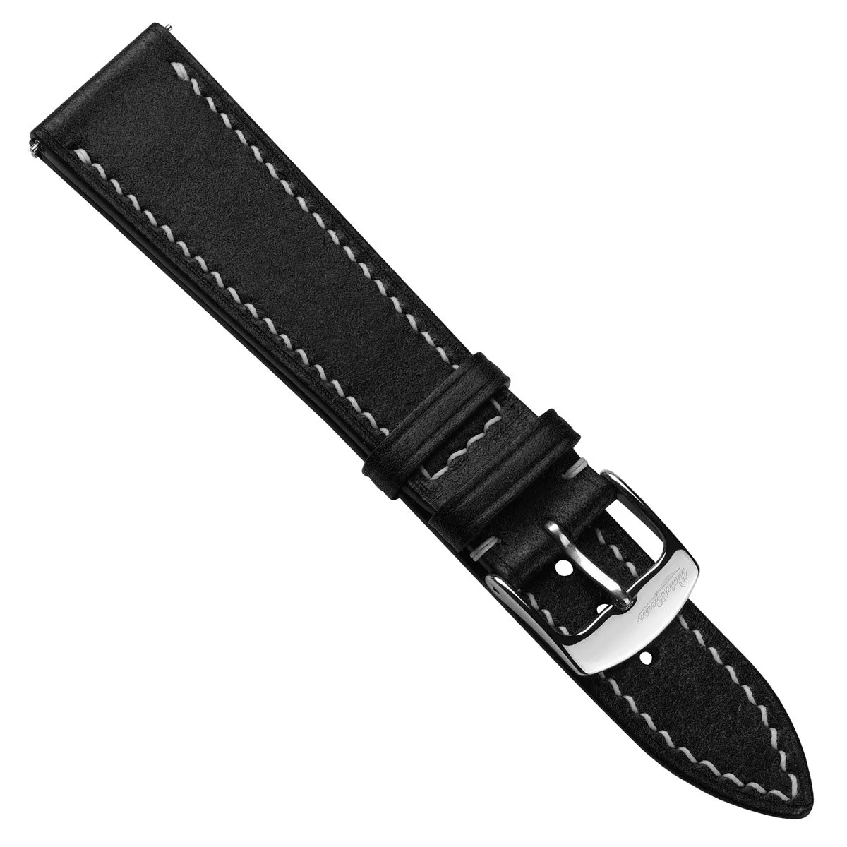 Bourton Hand-Stitched Genuine Italian Leather Watch Strap - Black