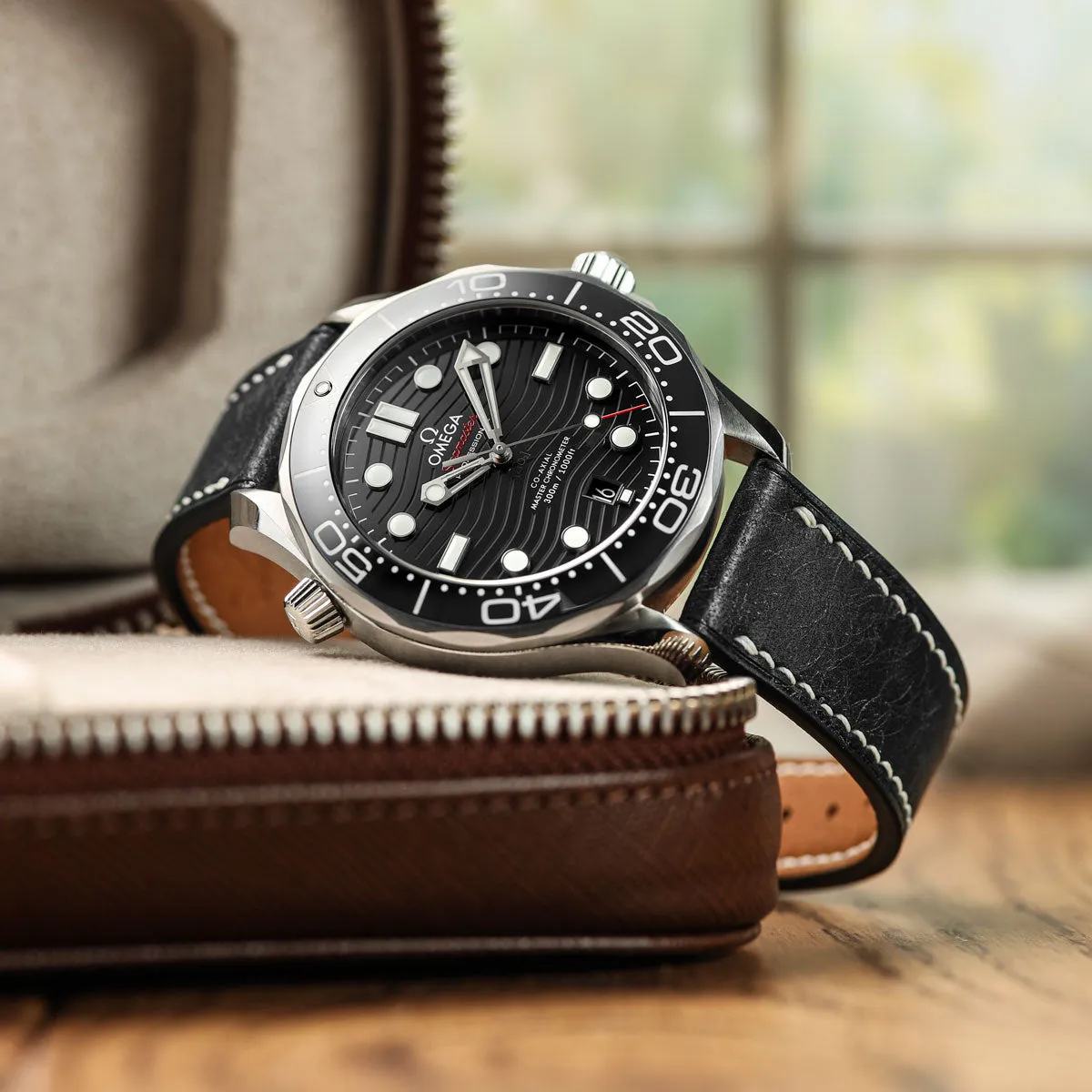 Bourton Hand-Stitched Genuine Italian Leather Watch Strap - Black