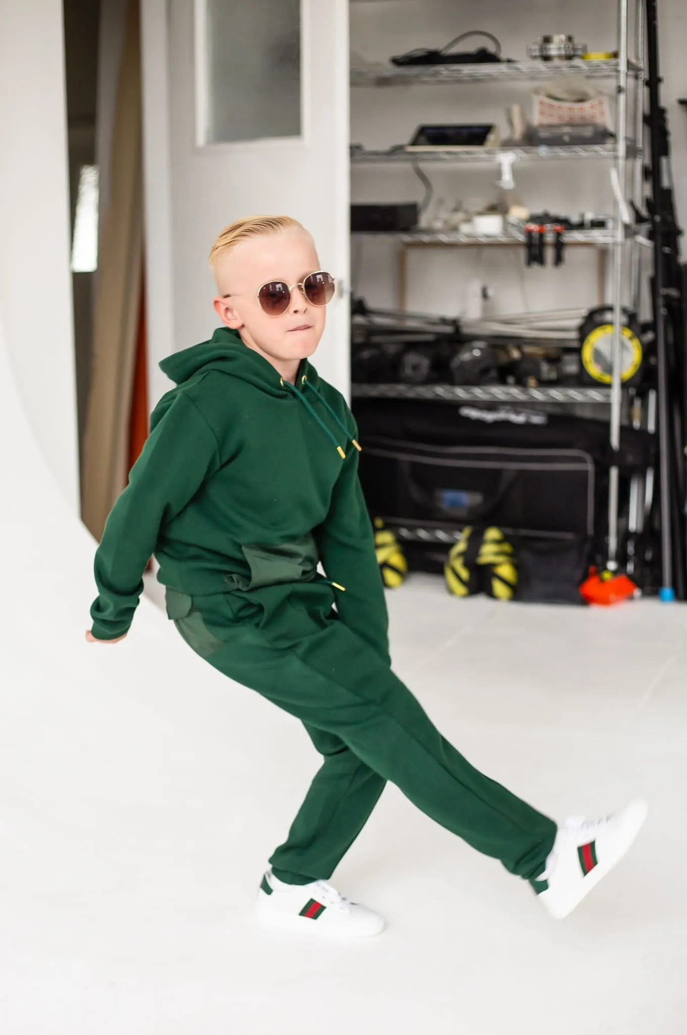 Boys Clark and Beau Emerald Green Hooded Tracksuit