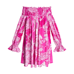 BREAST CANCER SHOULDER SMOCK DRESS-PINK