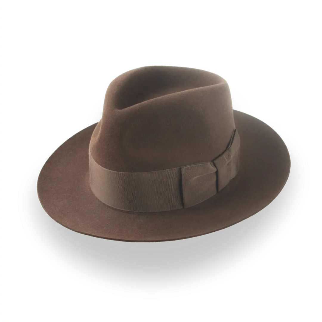 Brown 1940s Slope Back Men's Fedora in Fine Fur Felt | The Savoy