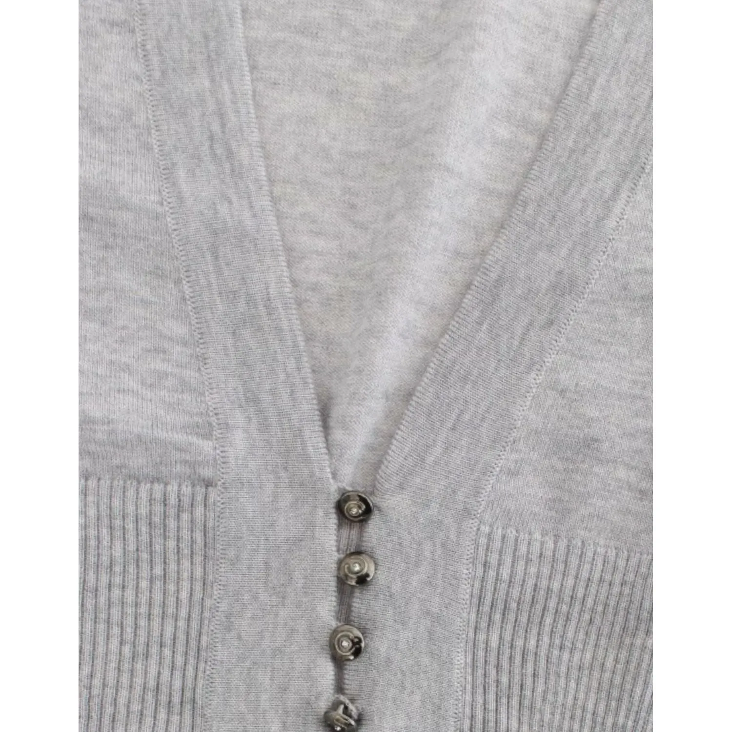 Cavalli Cropped Virgin Wool Cardigan in Chic Gray