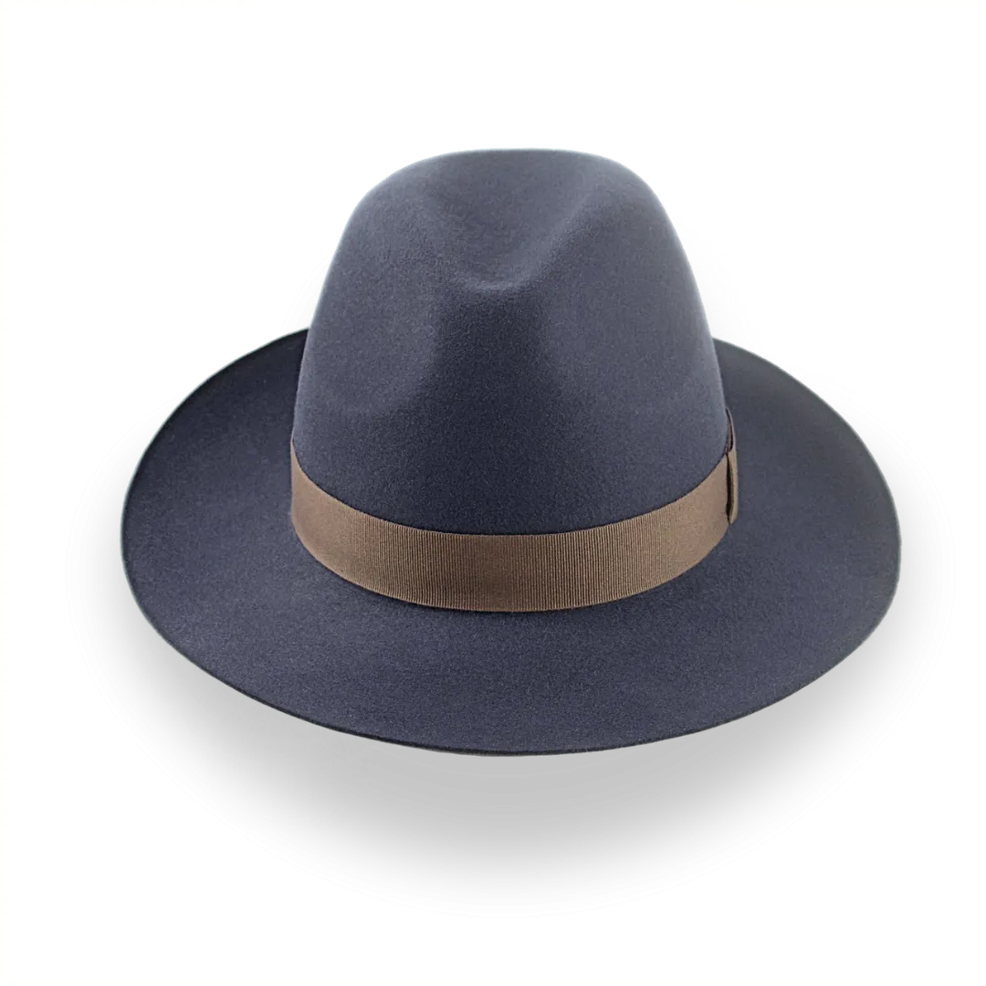 Classic Men's Fedora in Dark Slate Grey Fur Felt | The Senator