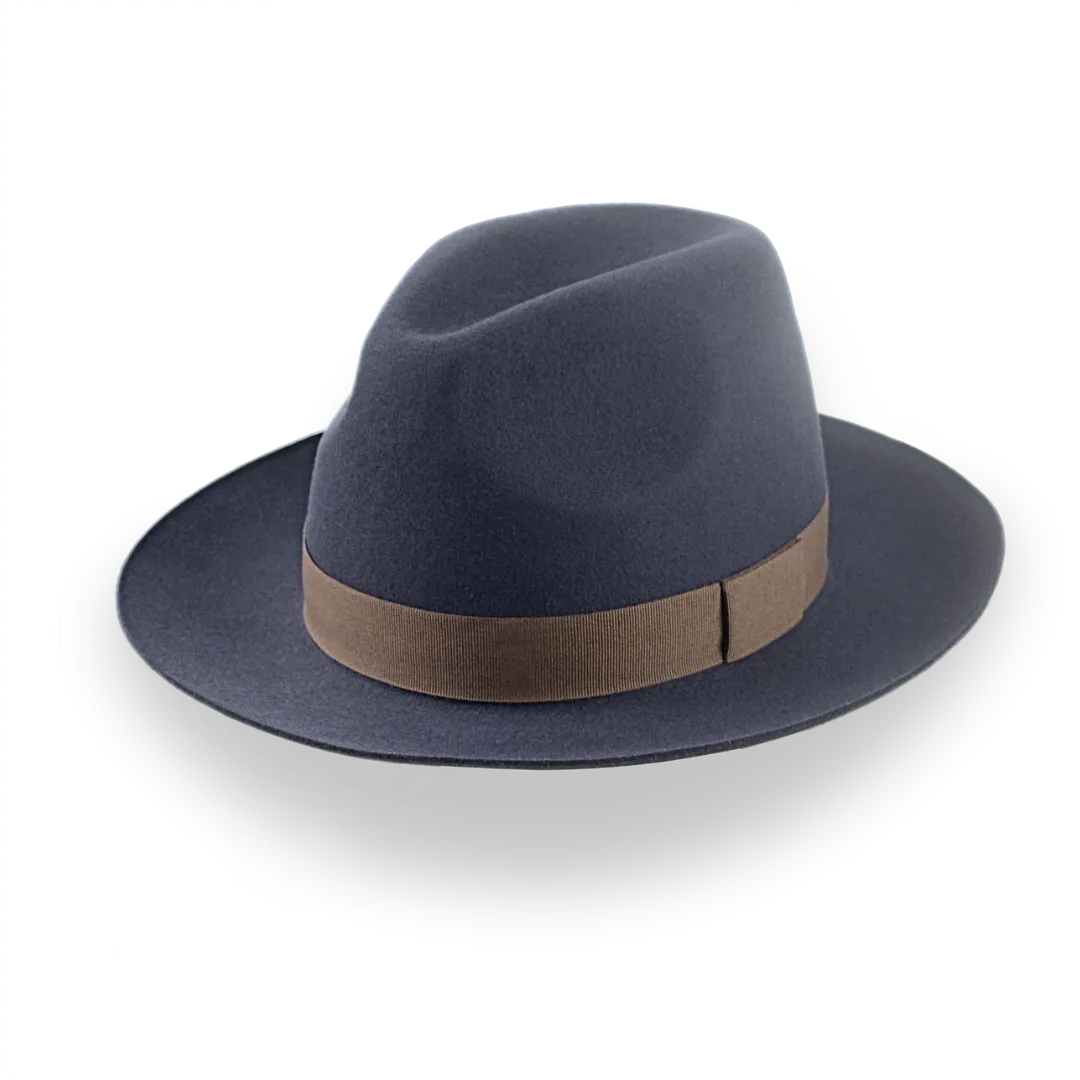 Classic Men's Fedora in Dark Slate Grey Fur Felt | The Senator