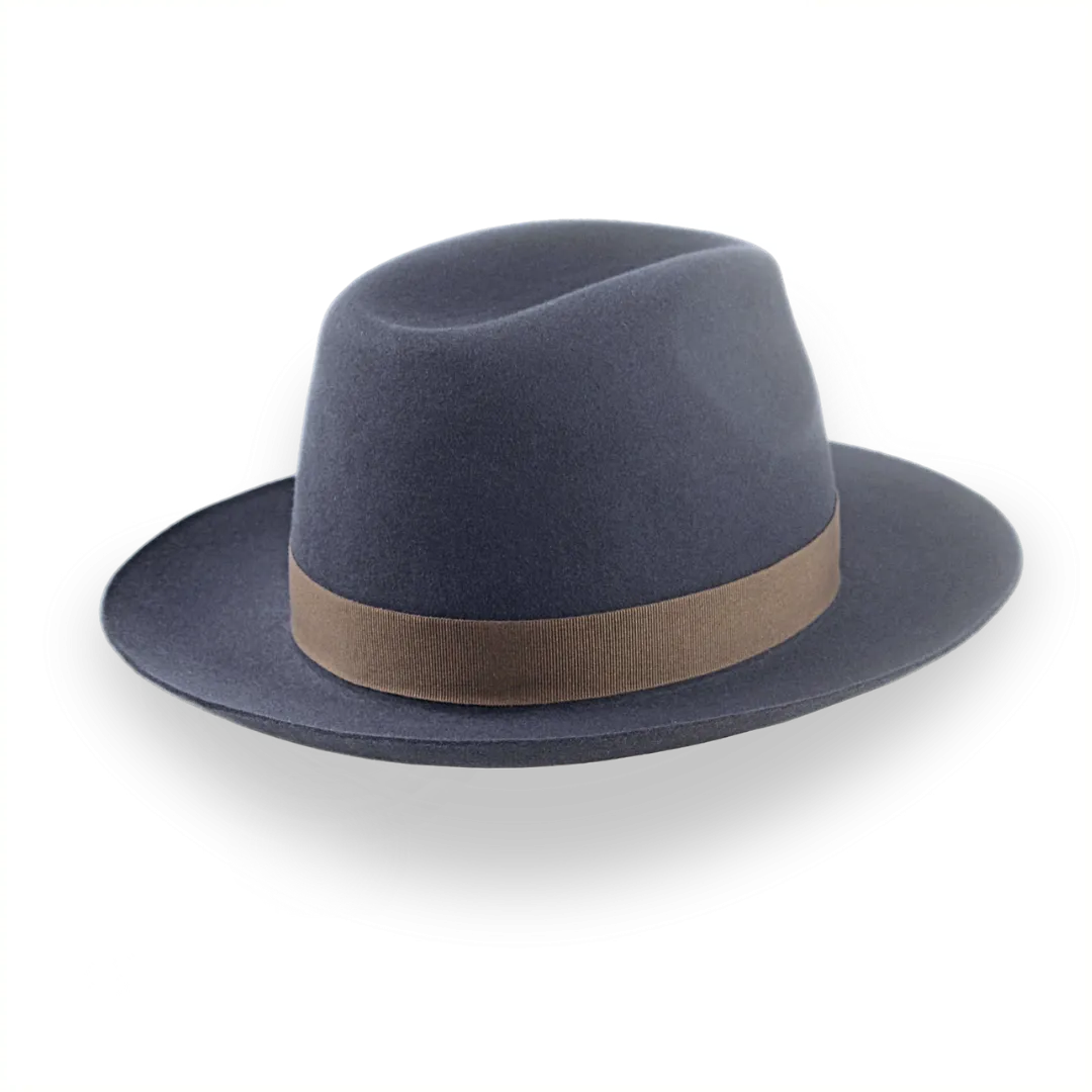 Classic Men's Fedora in Dark Slate Grey Fur Felt | The Senator