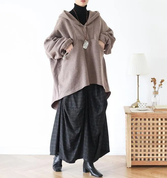 Cloak Casual Coat Loose Hooded  Plus Size Coat Jackets