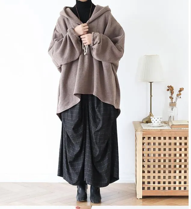 Cloak Casual Coat Loose Hooded  Plus Size Coat Jackets