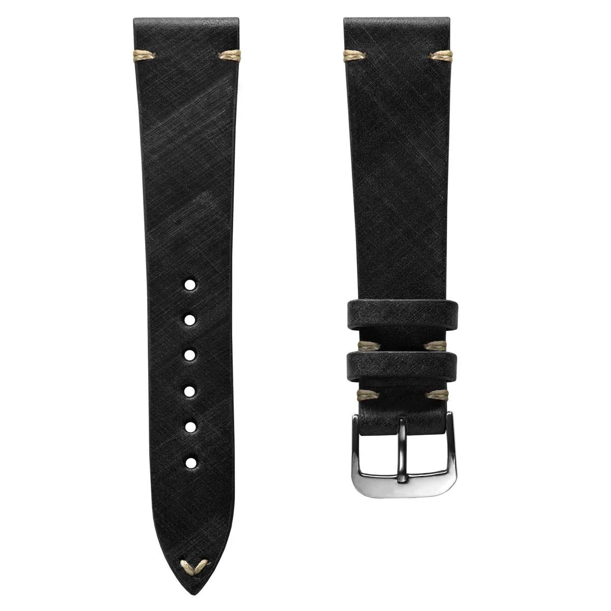 Cortez Genuine Leather Watch Strap - Black