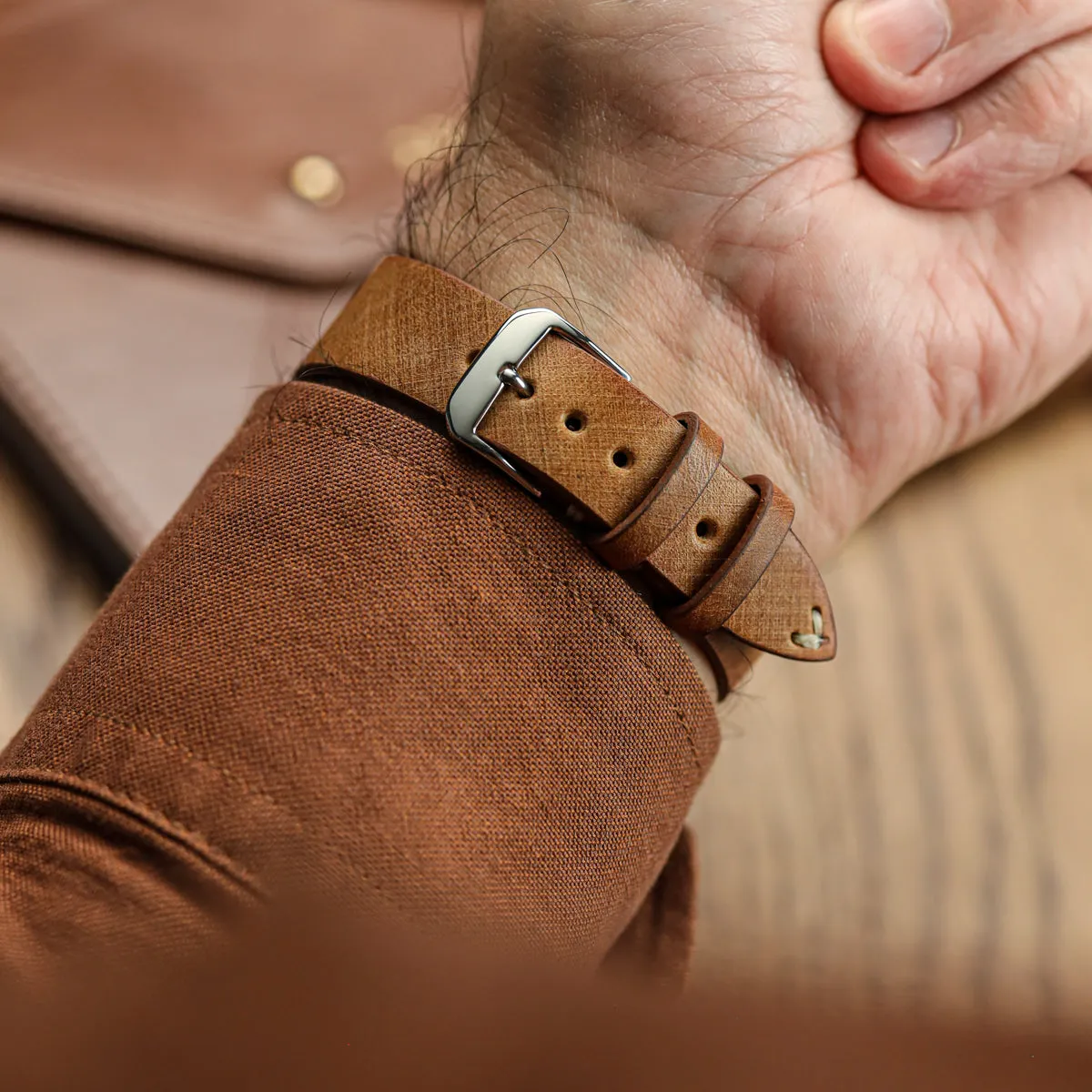 Cortez Genuine Leather Watch Strap - Cognac