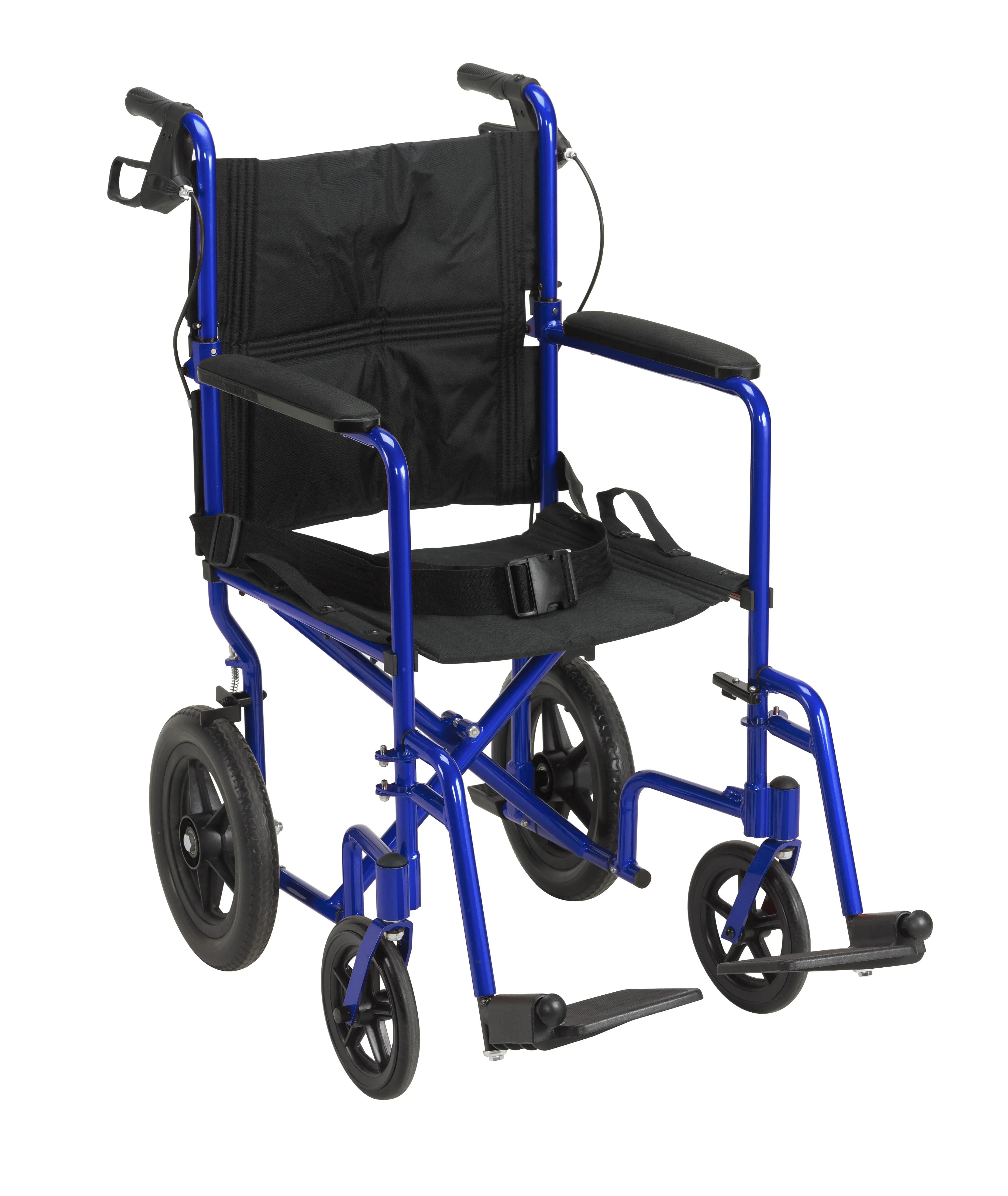 Drive Medical exp19ltbl Lightweight Expedition Transport Wheelchair with Hand Brakes, Blue