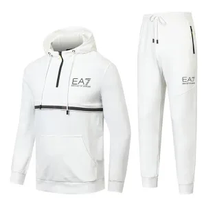 EA7 Hooded Cotton Side Designed Logo-White