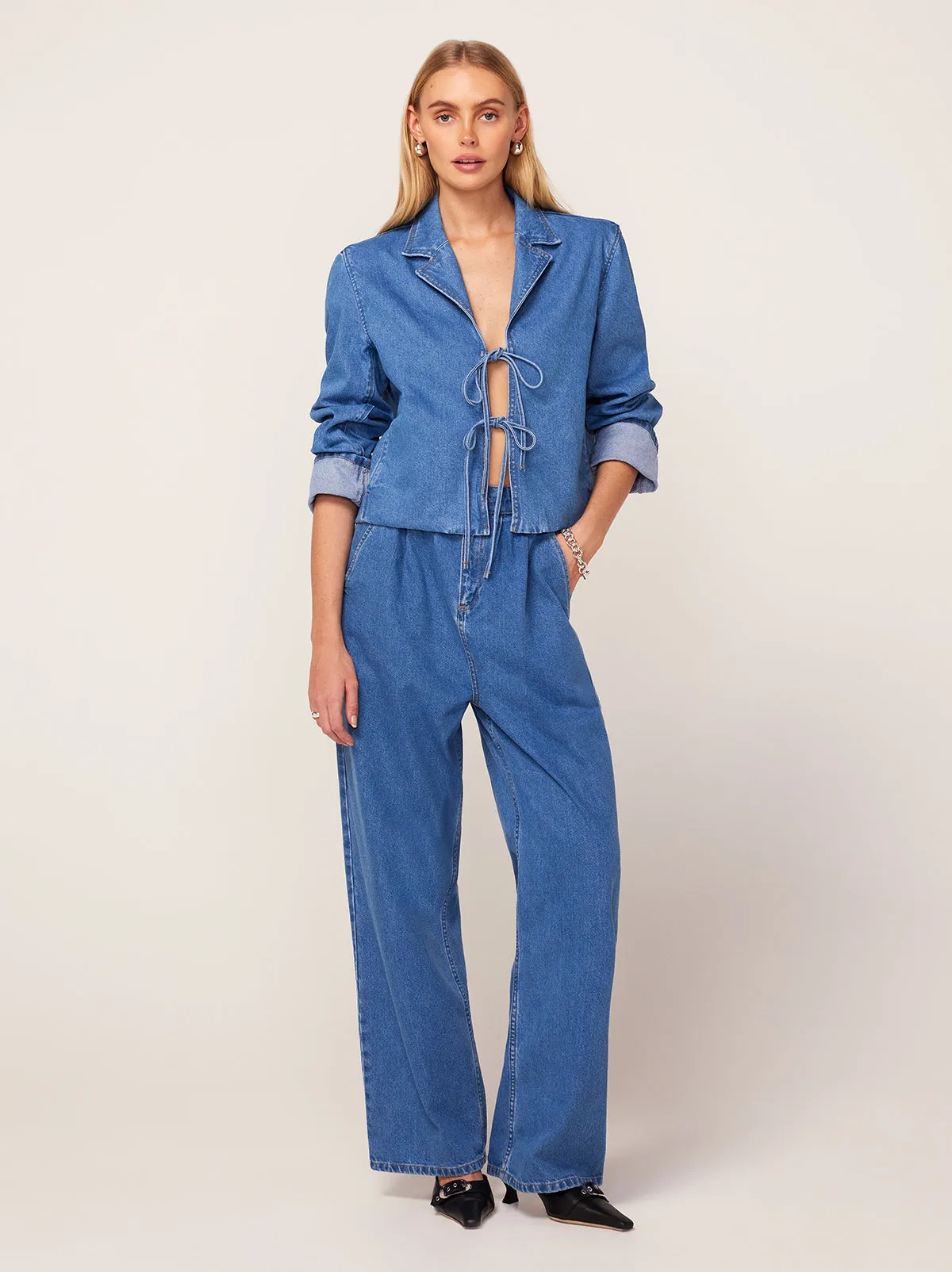 Edith Denim Pleated Front Trousers