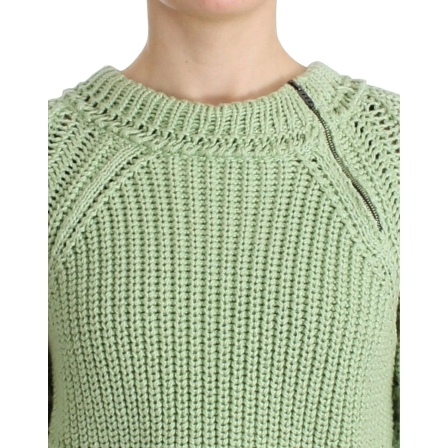 Ermanno Scervino Chic Green Cropped Cotton Sweater