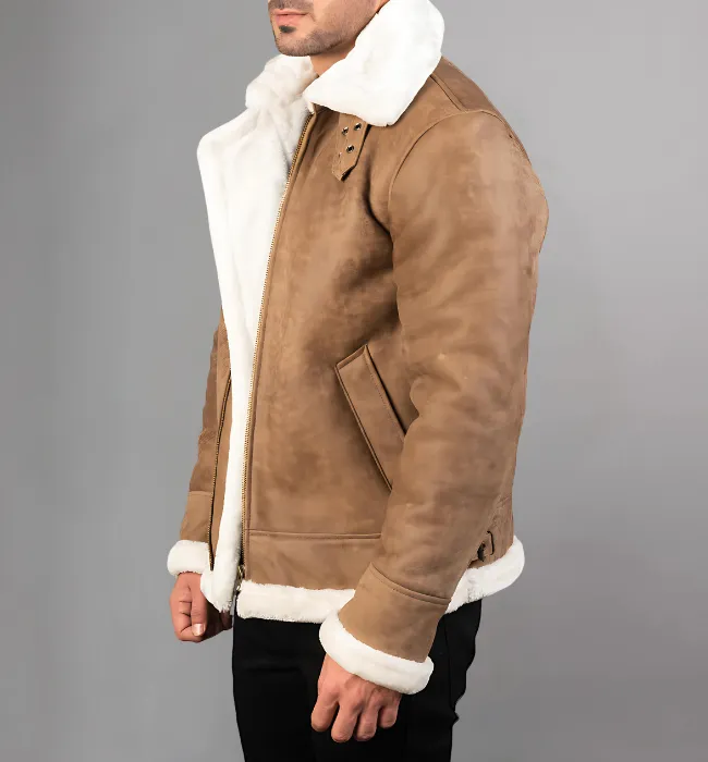 Francis B-3 Black & White Leather Bomber Jacket