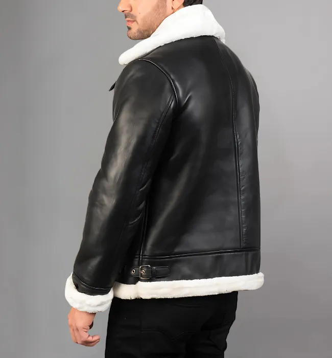 Francis B-3 Black Leather Bomber Jacket