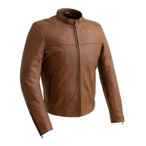 Grayson Mens Leather Jacket Dark Cognac