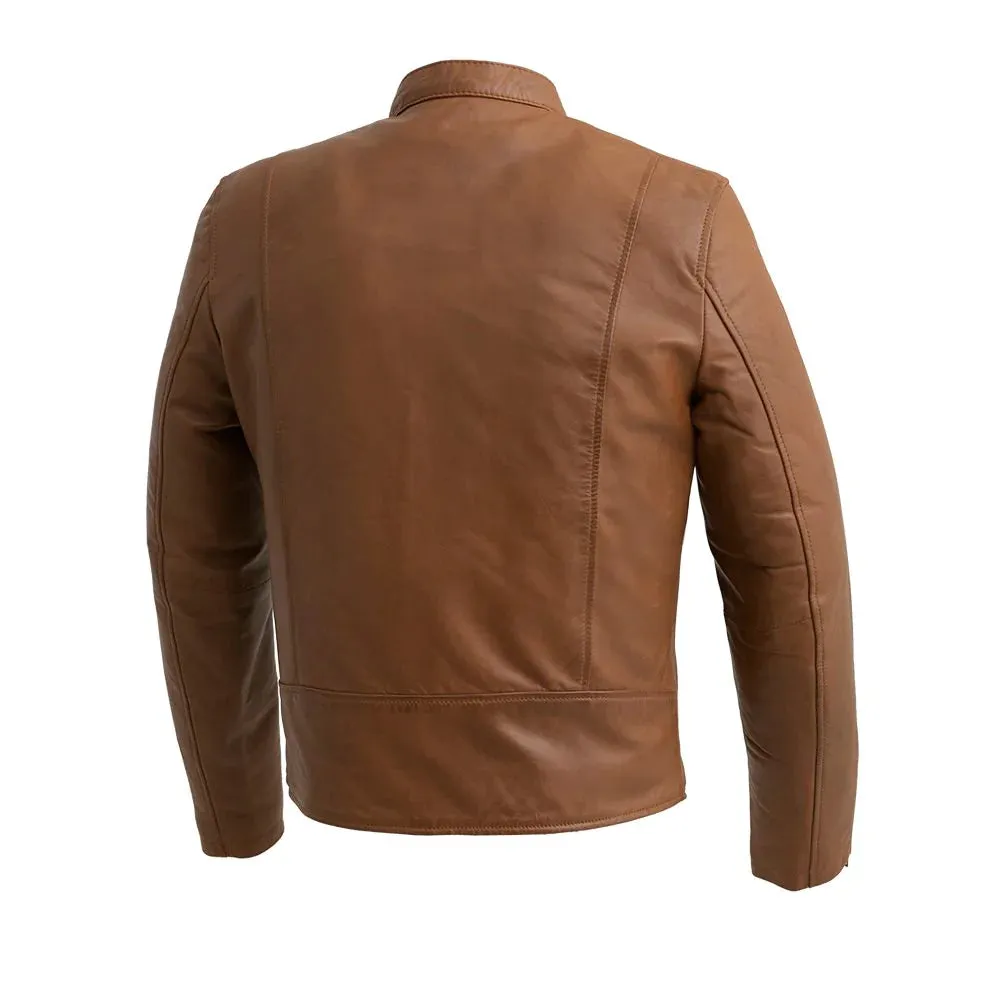 Grayson Mens Leather Jacket Dark Cognac