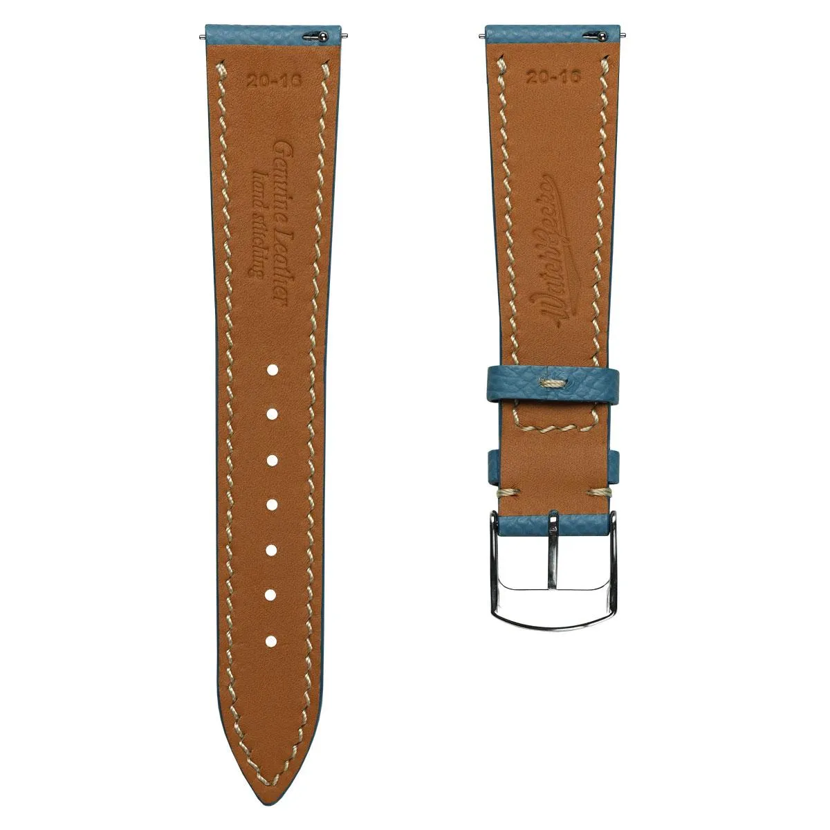 Hanley Textured Epsom Leather Watch Strap - Light Blue