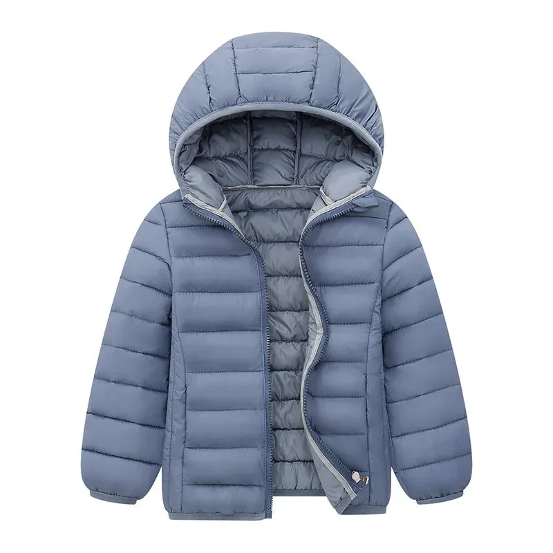 Kids Boy Lightweight Down Jacket Autumn Winter Coats Children Girl Warm Hooded Outerwear Teen Casual Cotton Clothes 6-14 Years