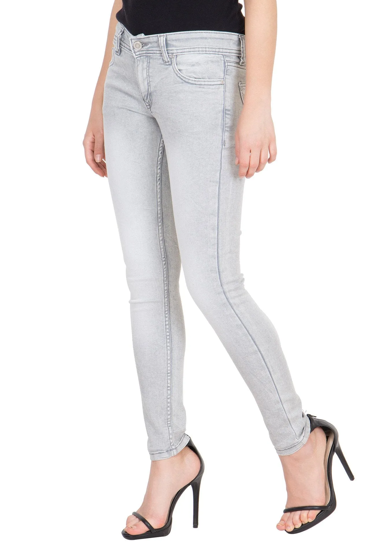 Kopyneko Women's Denim Stretchable Grey Jeans