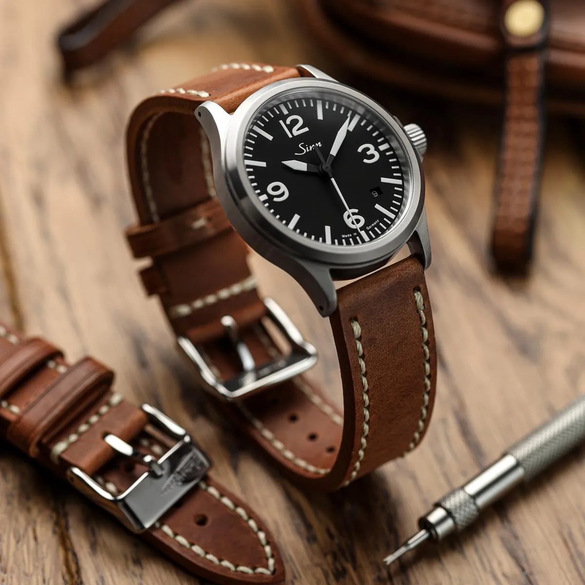 Lansdown Genuine Leather Watch Strap - Cognac