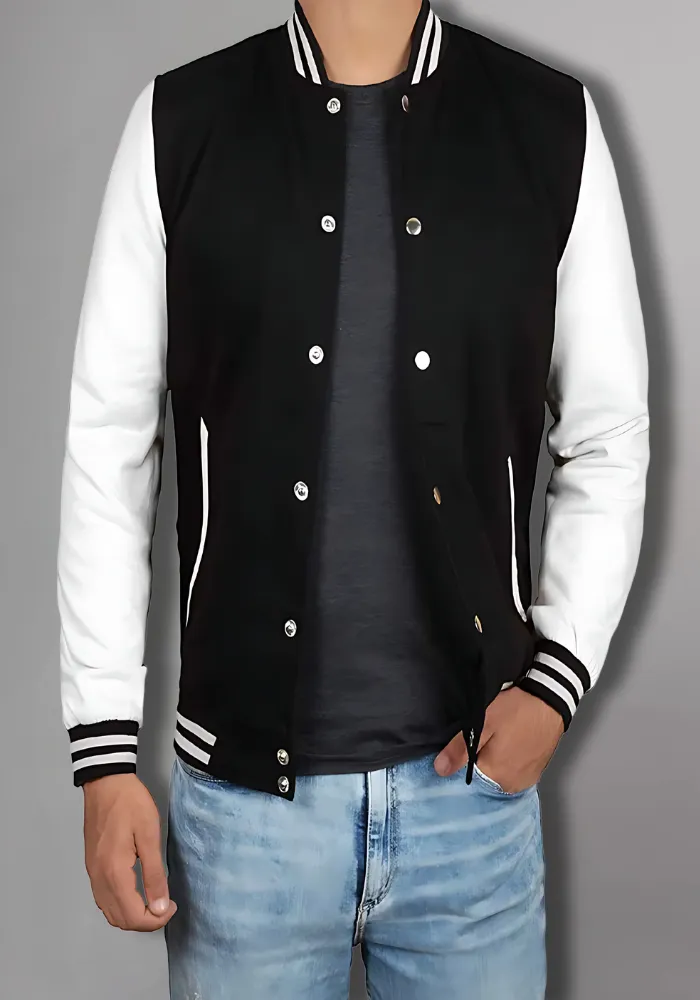 Men Black and Yellow Baseball Bomber Jacket