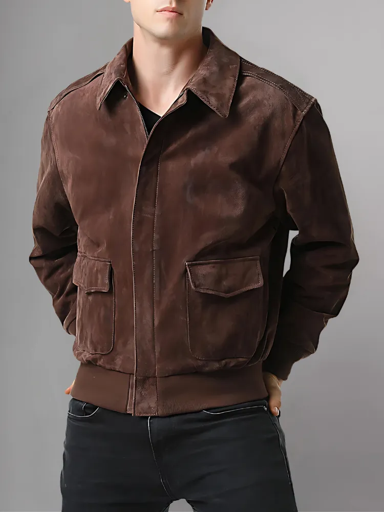 Men’s A-2 Flight Black Leather Jacket