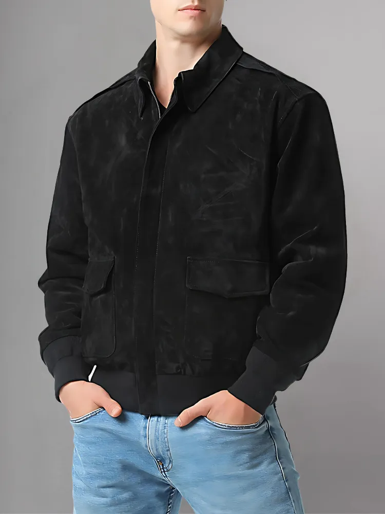 Men’s A-2 Flight Black Leather Jacket