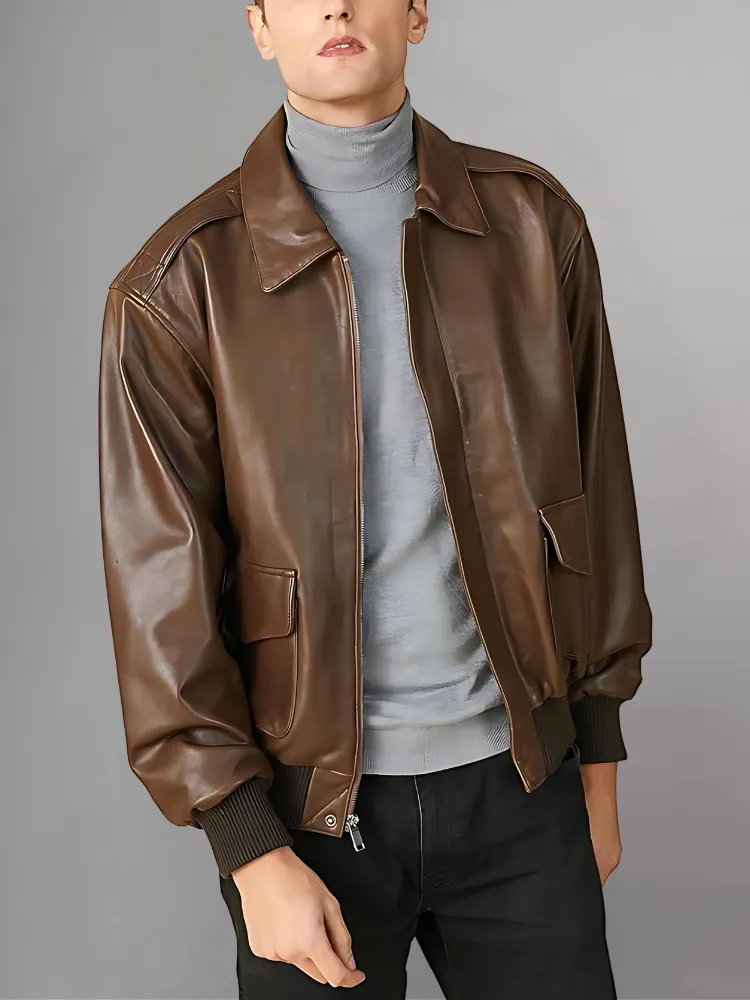 Men’s A-2 Flight Black Leather Jacket