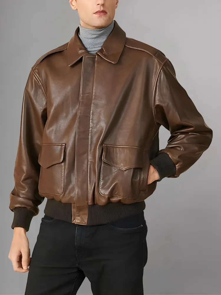 Men’s A-2 Flight Black Leather Jacket