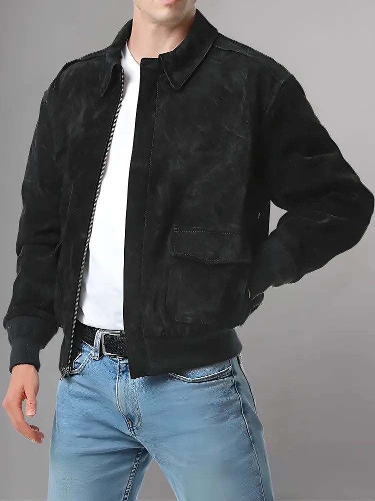 Men’s A-2 Flight Black Leather Jacket