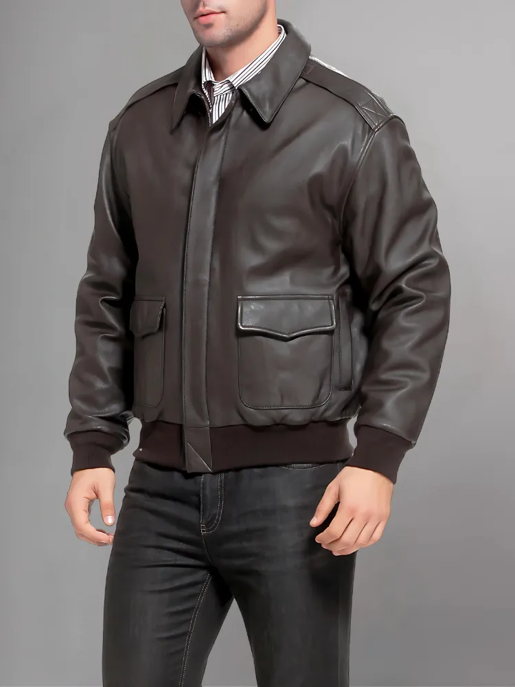 Men’s A-2 Flight Black Leather Jacket