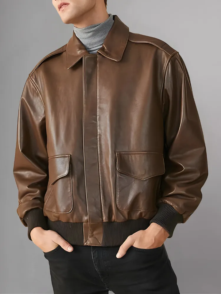 Men’s A-2 Flight Black Leather Jacket