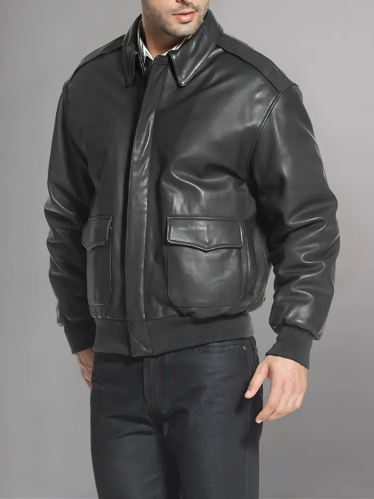 Men’s A-2 Flight Black Leather Jacket