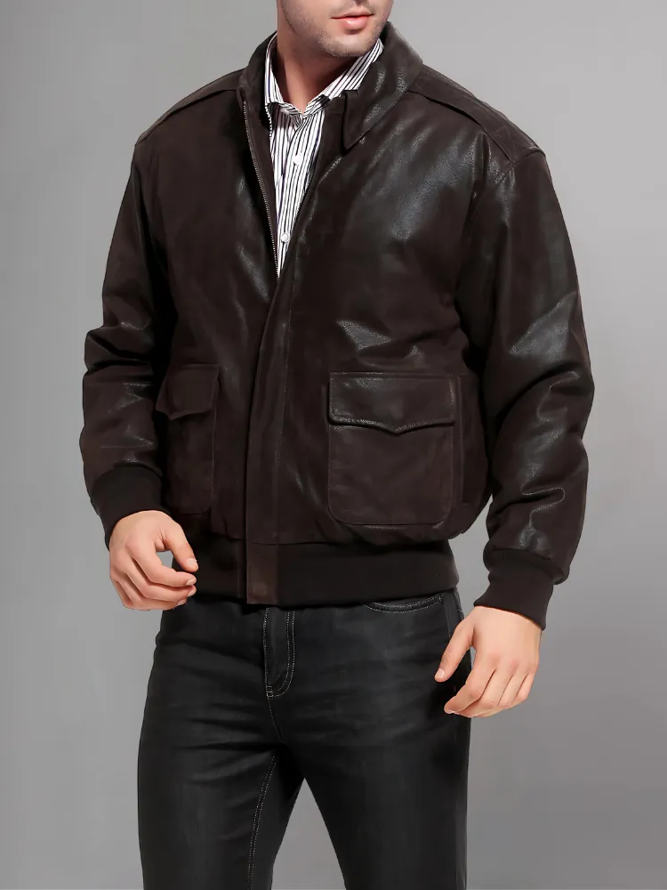 Men’s A-2 Flight Black Leather Jacket