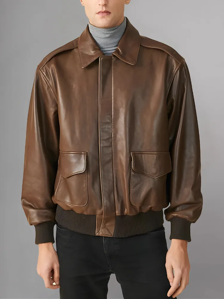 Men’s A-2 Flight Black Leather Jacket