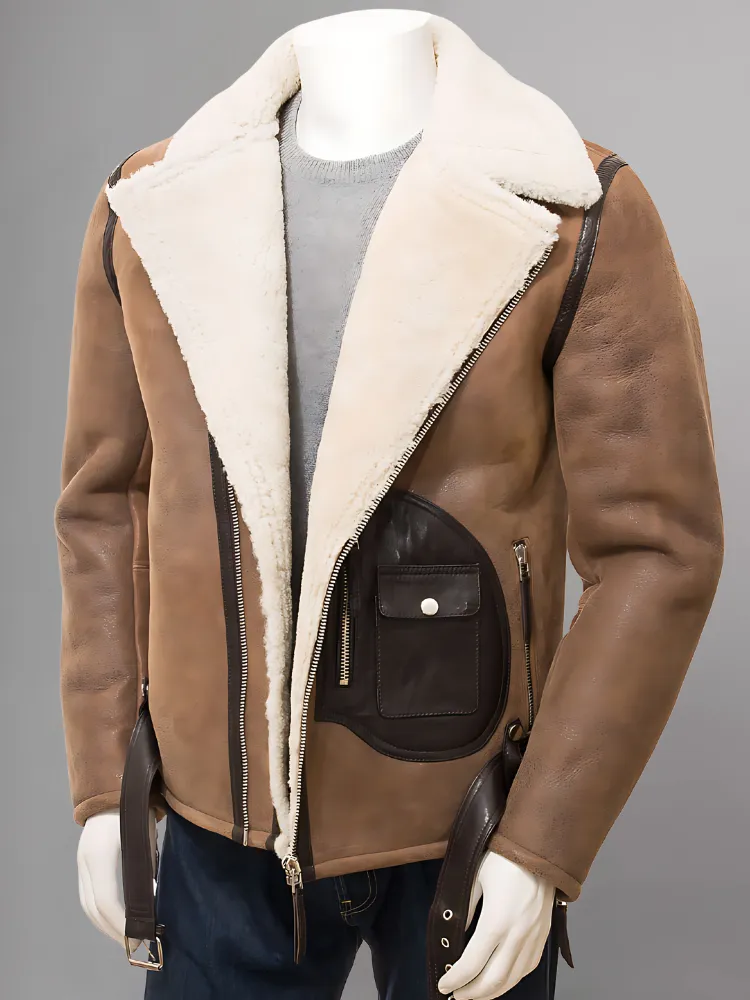 MEN'S ANTIQUE BROWN SHEEPSKIN JACKET