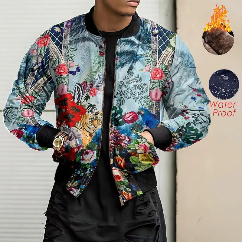 Men's Aviator Jacket Printed Casual Long Sleeve Bomber Jacket 69015075L