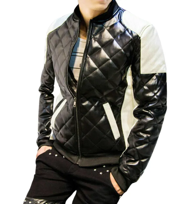 Men's White leather bomber jacket