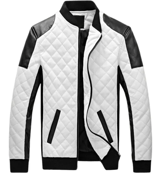 Men's White leather bomber jacket