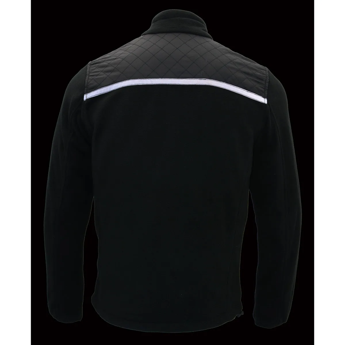 Milwaukee Leather MPM1784 Men's Black Micro Fleece Zipper Front Jacket with Reflective Stripes