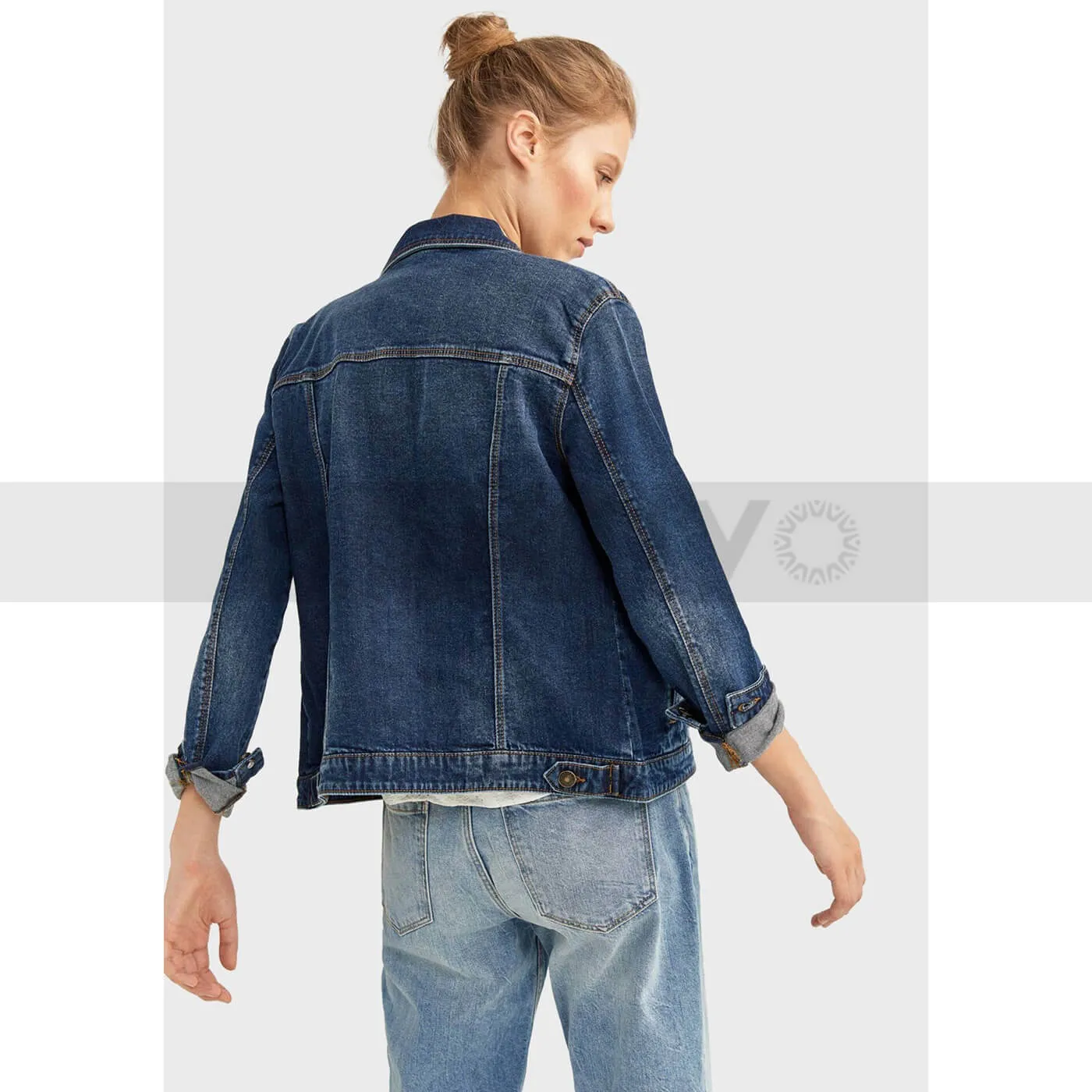 MLN Women Blue Denim Jacket