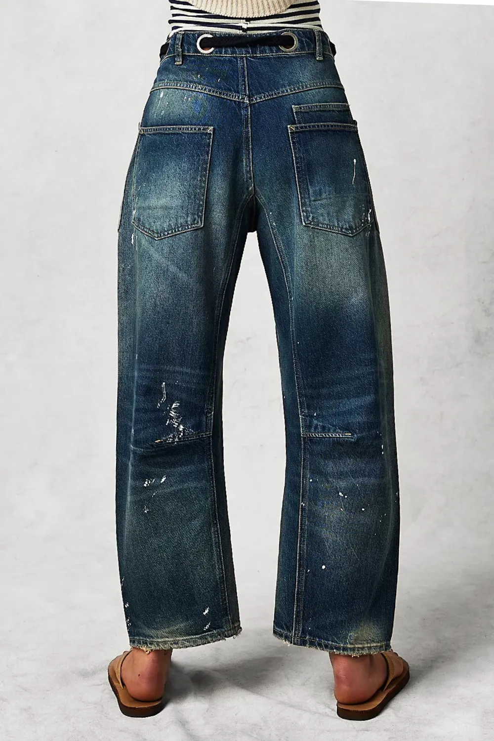 Moxie Pull-On Barrel Jeans in Timeless Blue