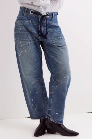 Moxie Pull-On Barrel Jeans in Timeless Blue