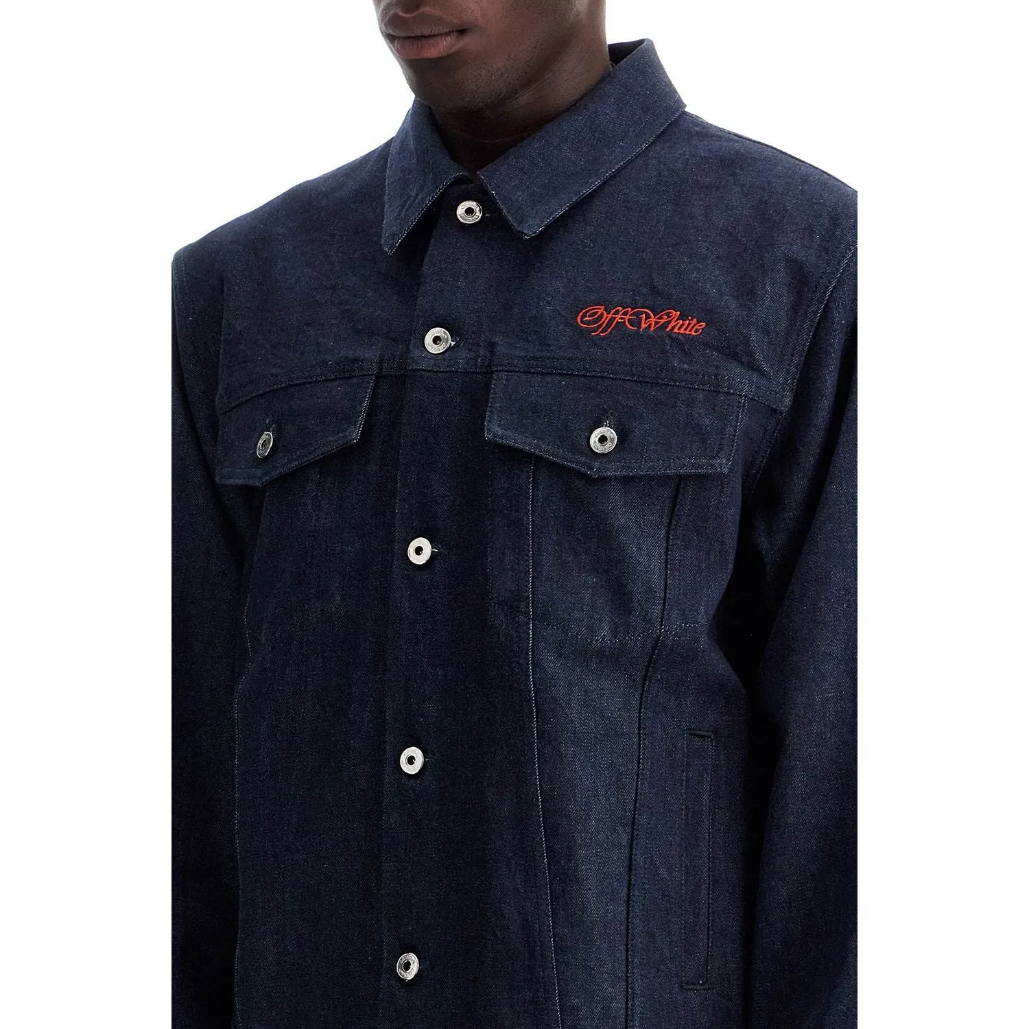 Off-White denim shirt jacket with button closure