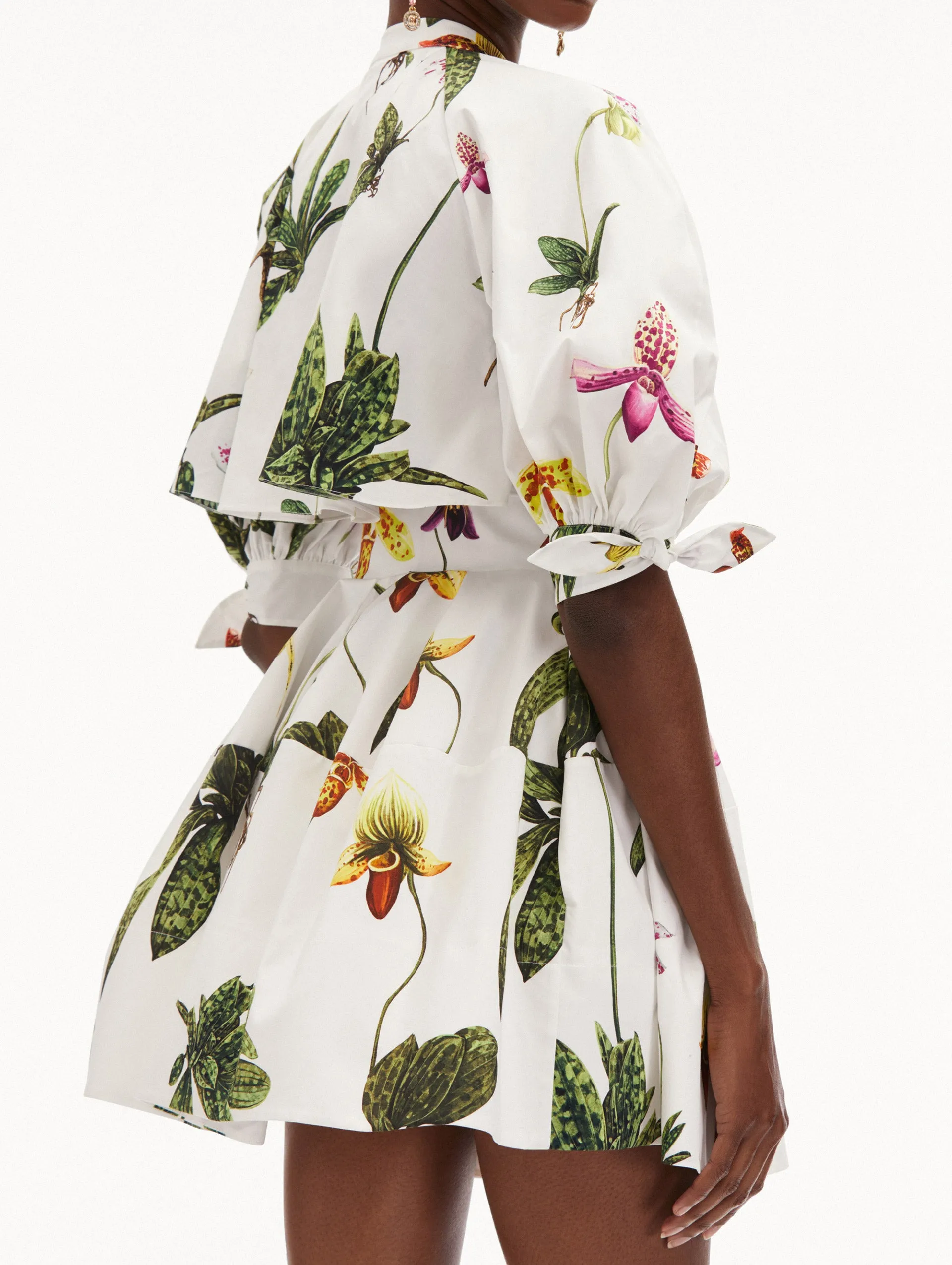 Orchid Cotton Poplin Puff Sleeve Dress